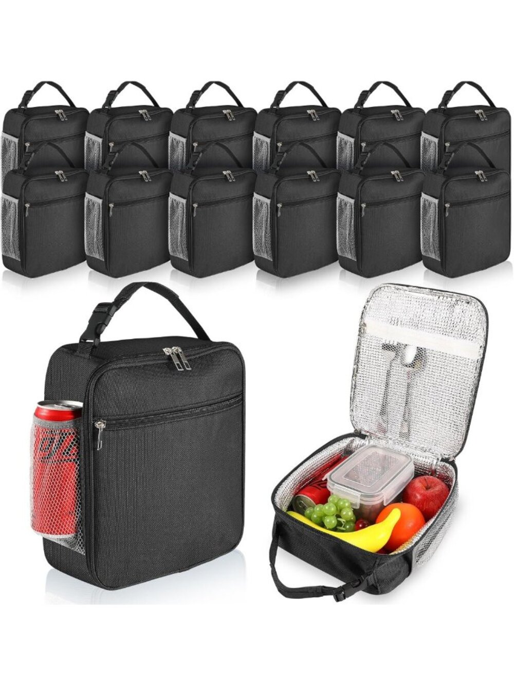 12 Pack Insulated Reusable Lunch Bags, Leakproof Small Tote for Office & Travel
